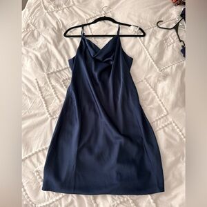 Elegant Navy Blue Women's Slip Dress